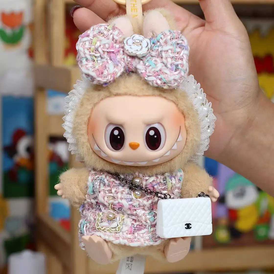 17cm mini plush doll clothing accessory suitable for Korean Kpop Exo Labubu idol butterfly princess dress clothing gift X2504292