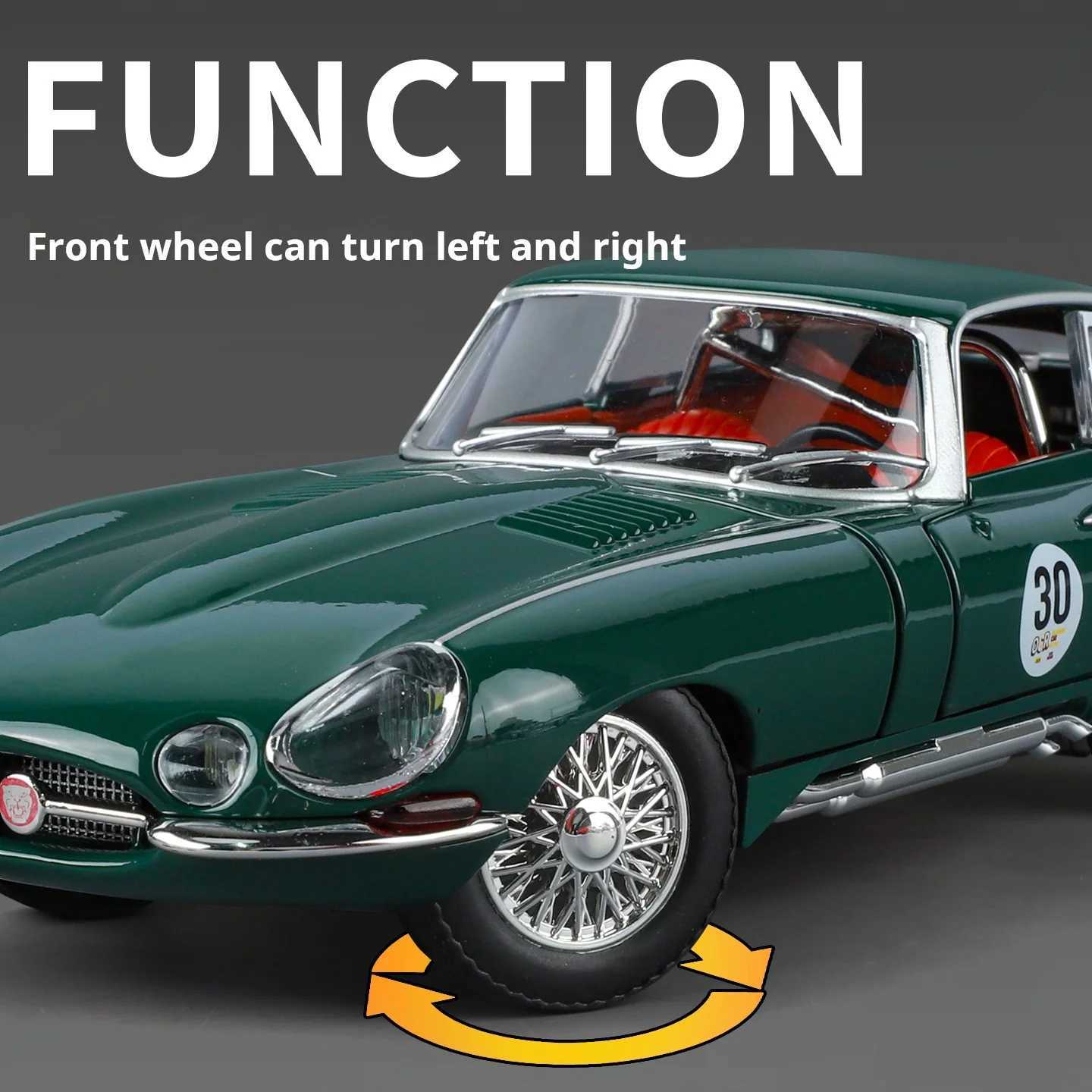 Alloy model car Retro 124 Jaguar E-TYPE Diecast car Model with Sound Light Pull Back Boys Gift collectible ornaments toys J251129
