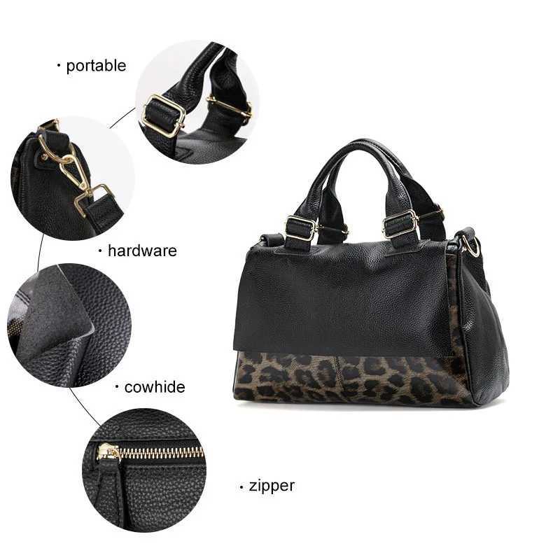 Aidrani Classic Leopard Pattern Genuine Leather Womens Bag Large Capacity Womens Handbag Cowhide Casual Shoulder Bag K251128