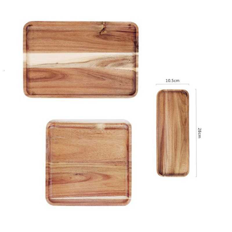 Natural Wooden Tray Coffee Tray Rectangular Plate Fruit Snacks Food Storage Trays Hotel Home Serving Tea Tray Decorate Supplies Y251129