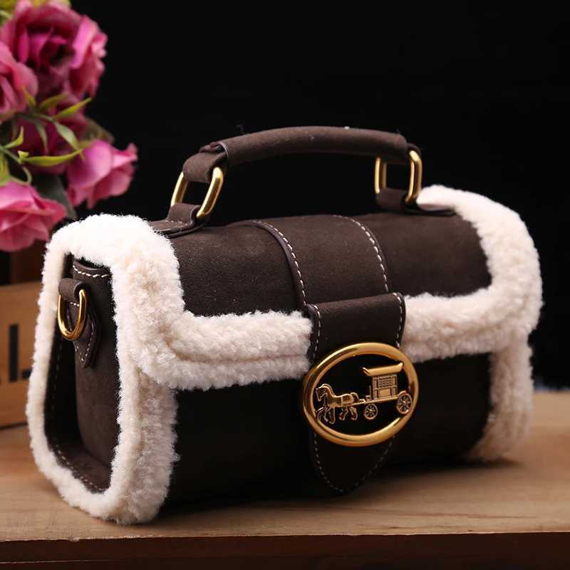 Luxury brand womens bag high-end designer 2024 new autumn and winter plush handbag single shoulder crossbody small square bag K251128