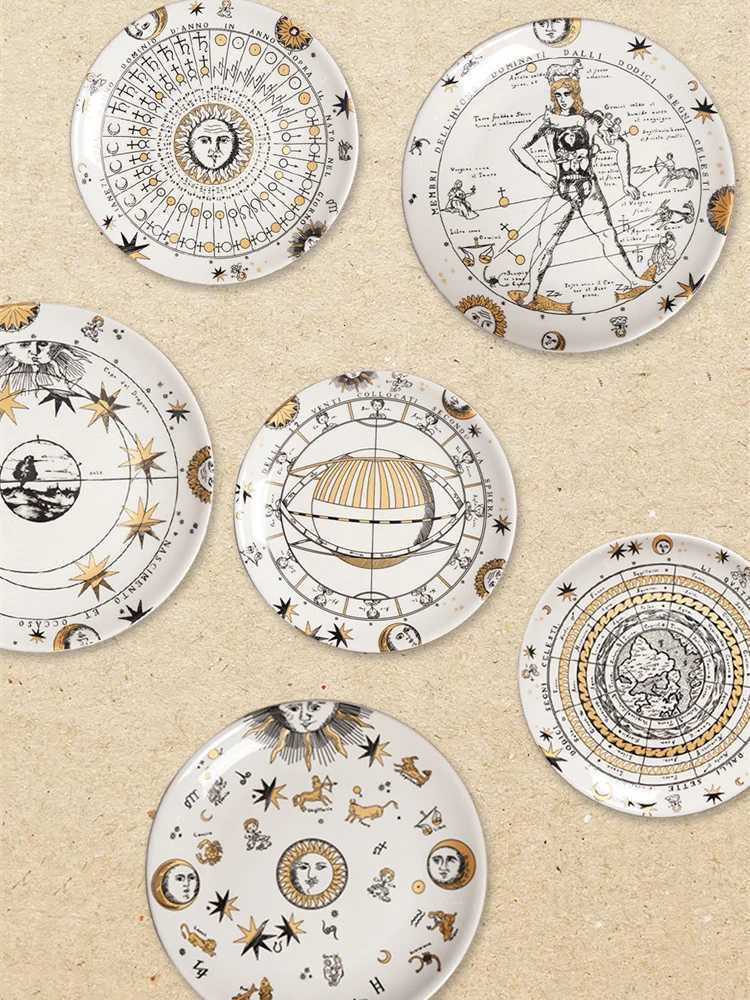 Luxury White Face Sun Hanging Plate Ceramic Round Wall Decoration European Art Wall Decoration 10 Inches Craft Fruit Dessert Plate New Y251129