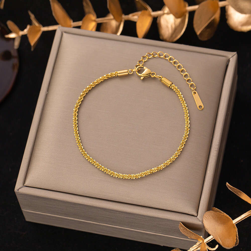 DHCollections Fashion Hot Sale Zircon Titanium Bracelet Gold Plated Stainless Steel Bracelets for Women