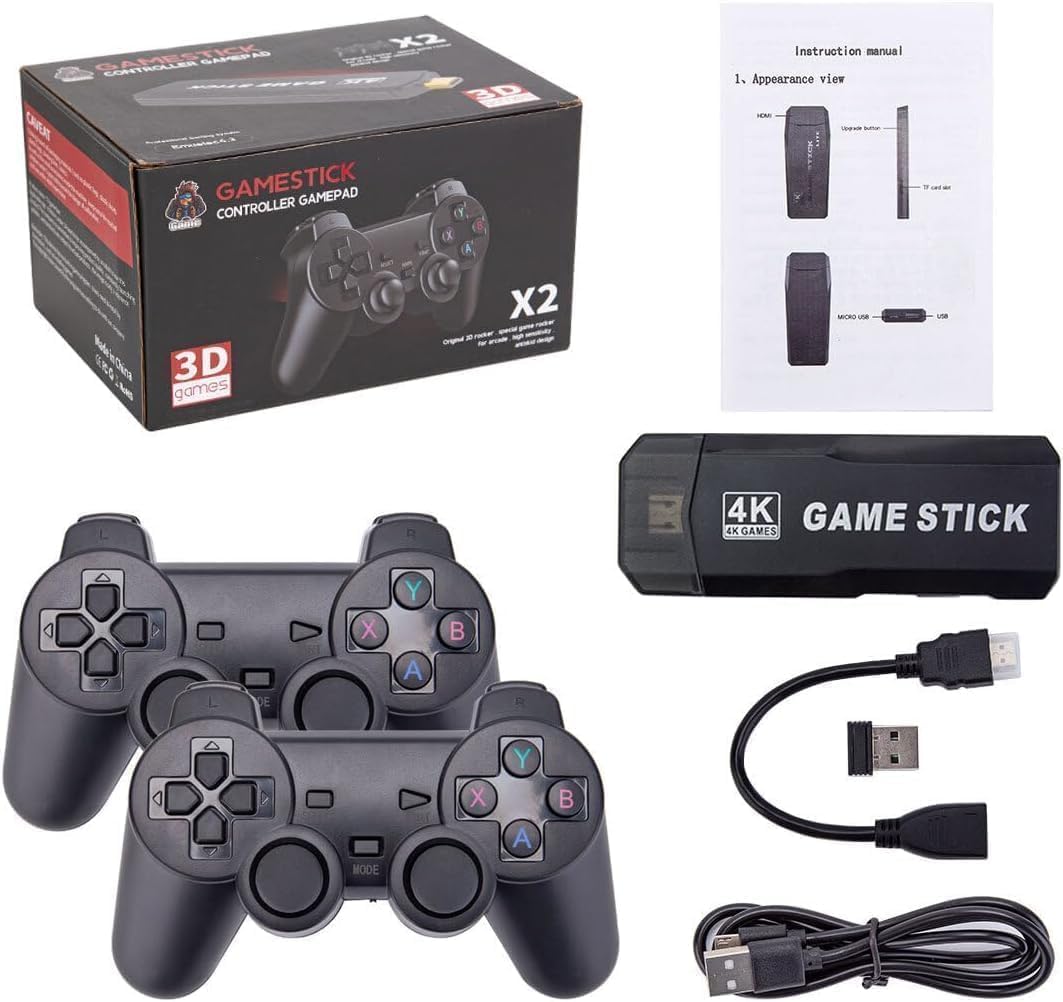 Retro Video Game Console, Mini Plug and Play Game Stick,Dual 2.4G Rechargeable Wireless Controllers, 4K HD HDMI Output,Nostalgia Stick Game ,Built in 