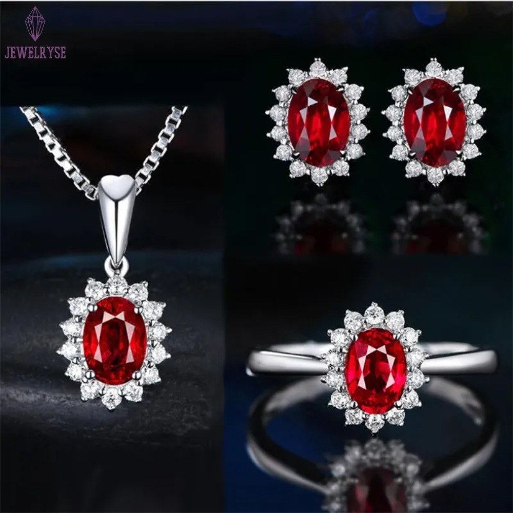 New Arrival Saprkling Luxury Jewelry Set 925 Sterling Silver Oval Cut Blue Sapphire CZ Diamond Women Wedding Earring Ring Necklace Gift
