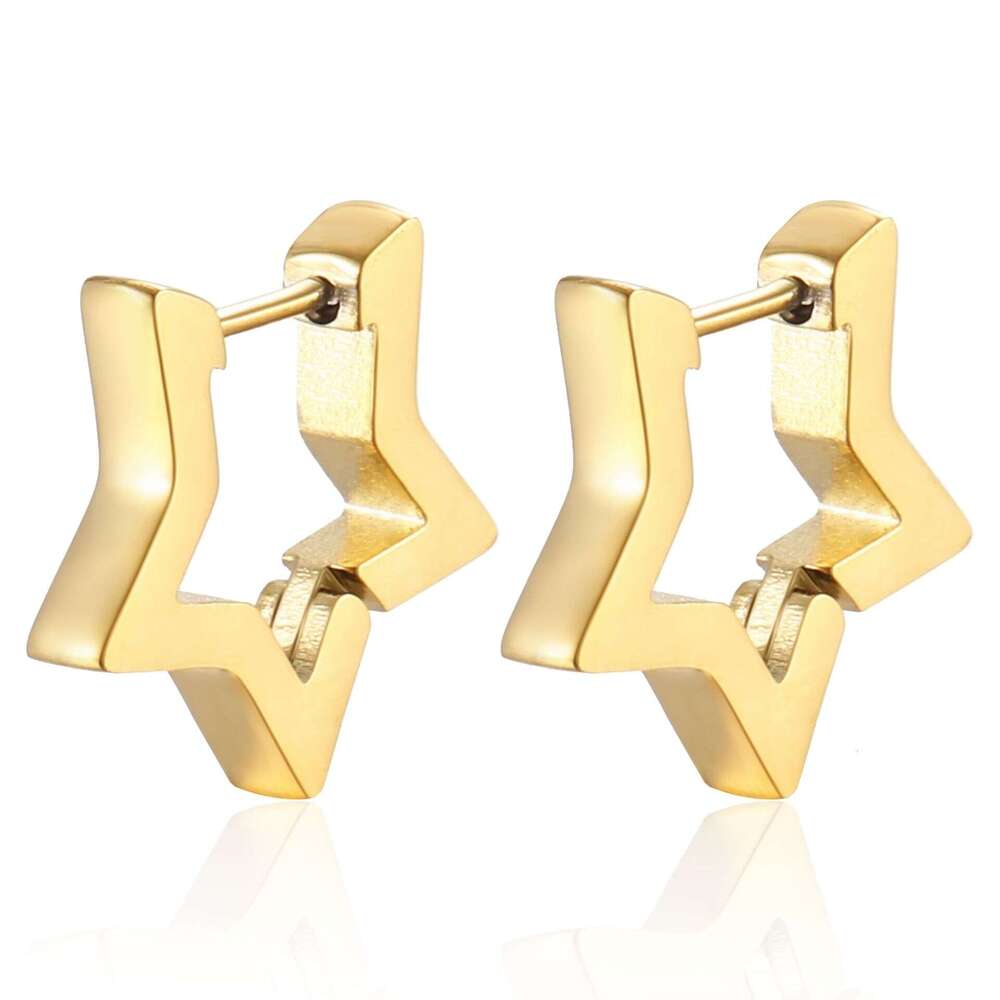 stainless steel ear buckles for women light handmade polished geometric earrings in furnace genuine gold earrings