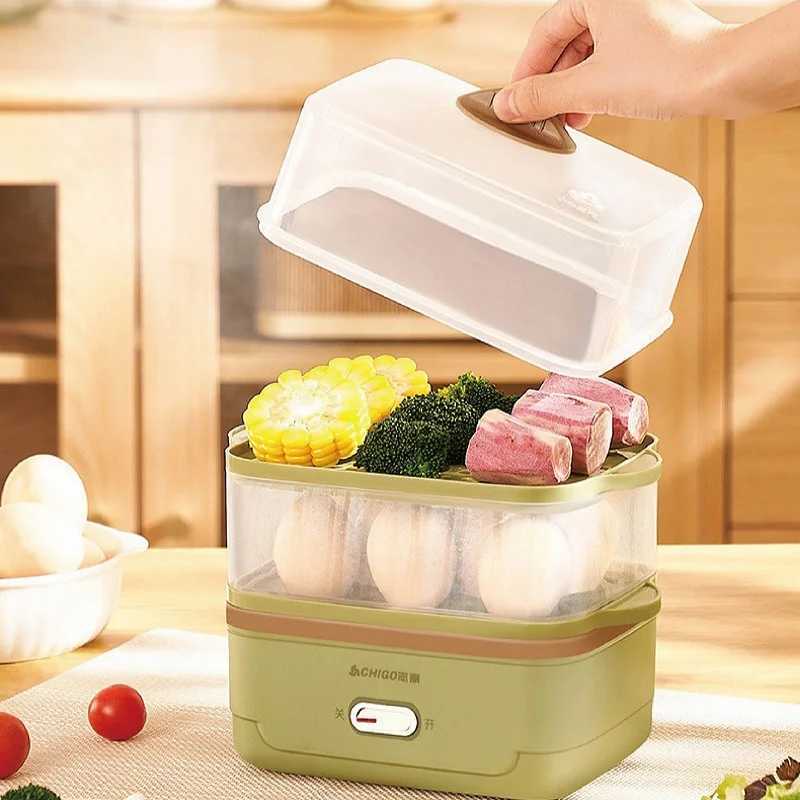 350W Egg Boiler Dormitory Double Layer Electric Steamer Home Fast Breakfast Machine Automatic Power Off Multifunction Pot 220V C251129