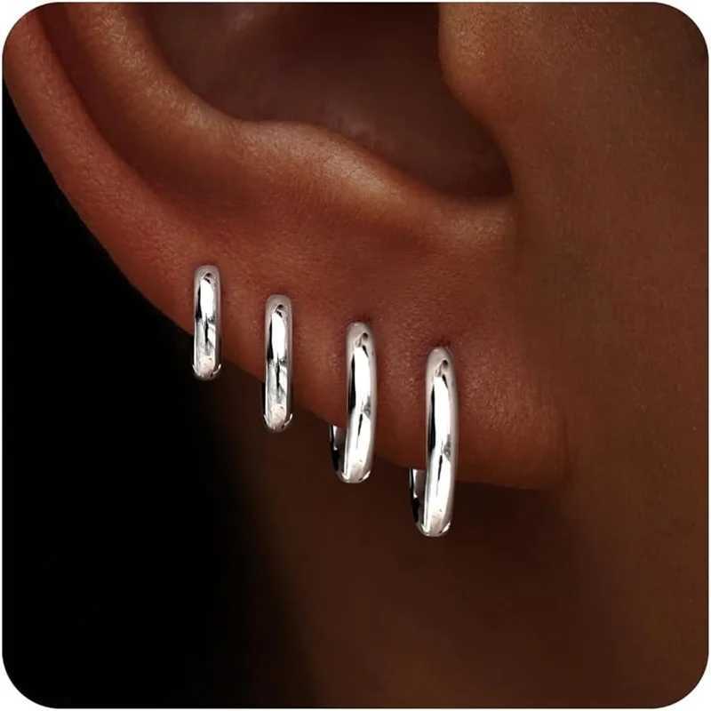 4Pair/set Stainless Steel Circle Hoop Earrings for Women Classic Small Helix Hoops Loop Ring Huggie Cartilage Piercing JewelryT251129