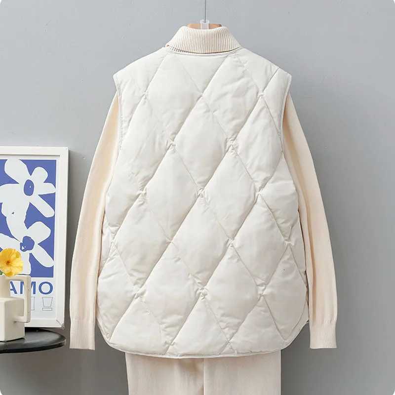 Lazy Wind Female Loose Puffer Sleeveless Jacket Autumn Ladies Waistcoat Korean Women Fashion Thin Down Cotton Vest CoatT251129