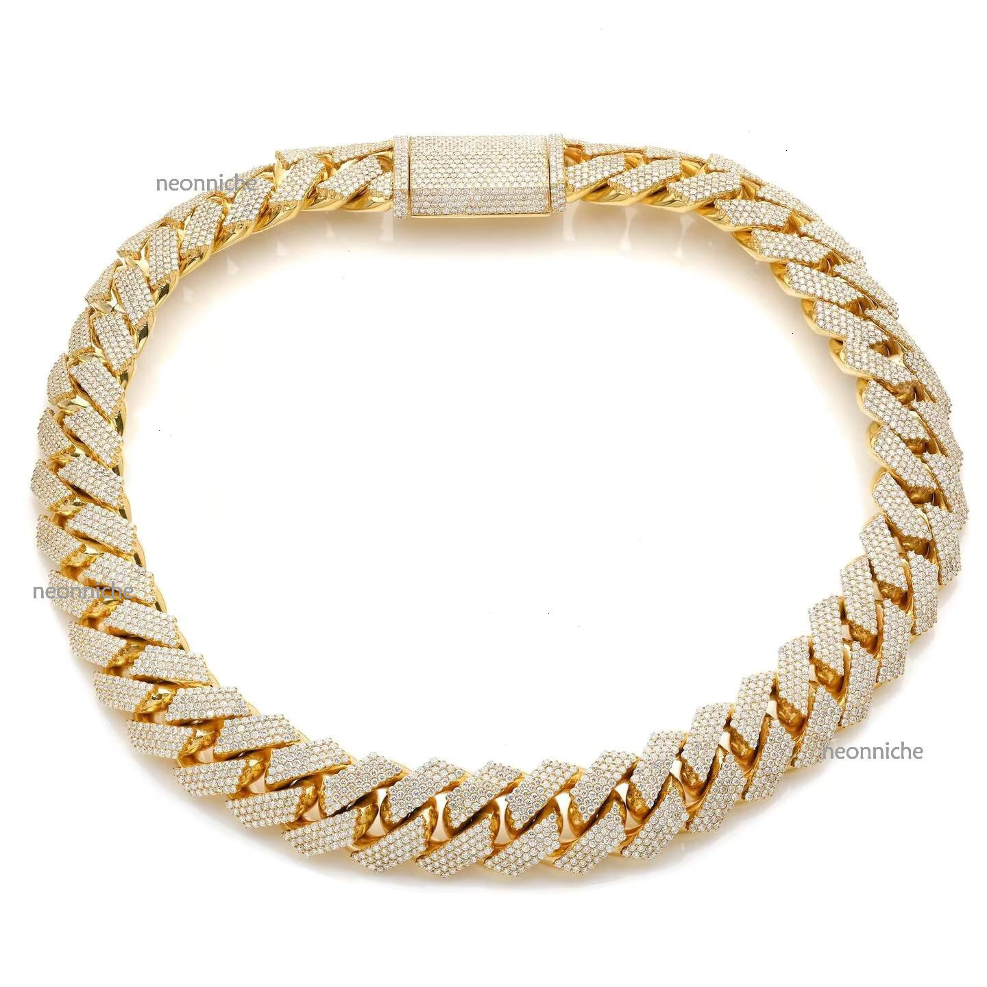 20mm all white pure sier girl chilled VVS moissanite Cuban necklace chain hip-hop men's bracelet