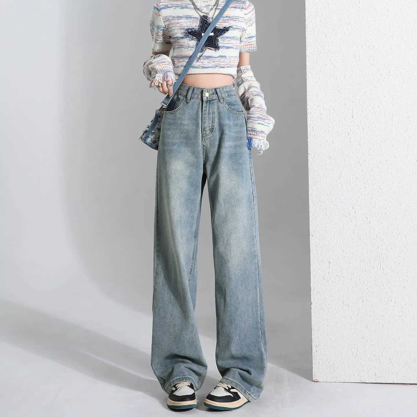 Baggy Jeans Women Wide Leg Denim Pants Y2K Aesthetic Streetwear Loose Fit Retro Female Fashion Trendy Casual Outfits Jeans M260310