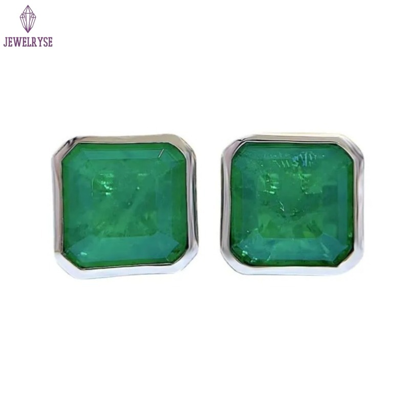Choucong Top Sell Handmade Stud Earrings Simple Fine Jewellery Real 100% 925 Sterling Silver Large Princess Cut 3CT Emerald Party Ladies Earring Gift
