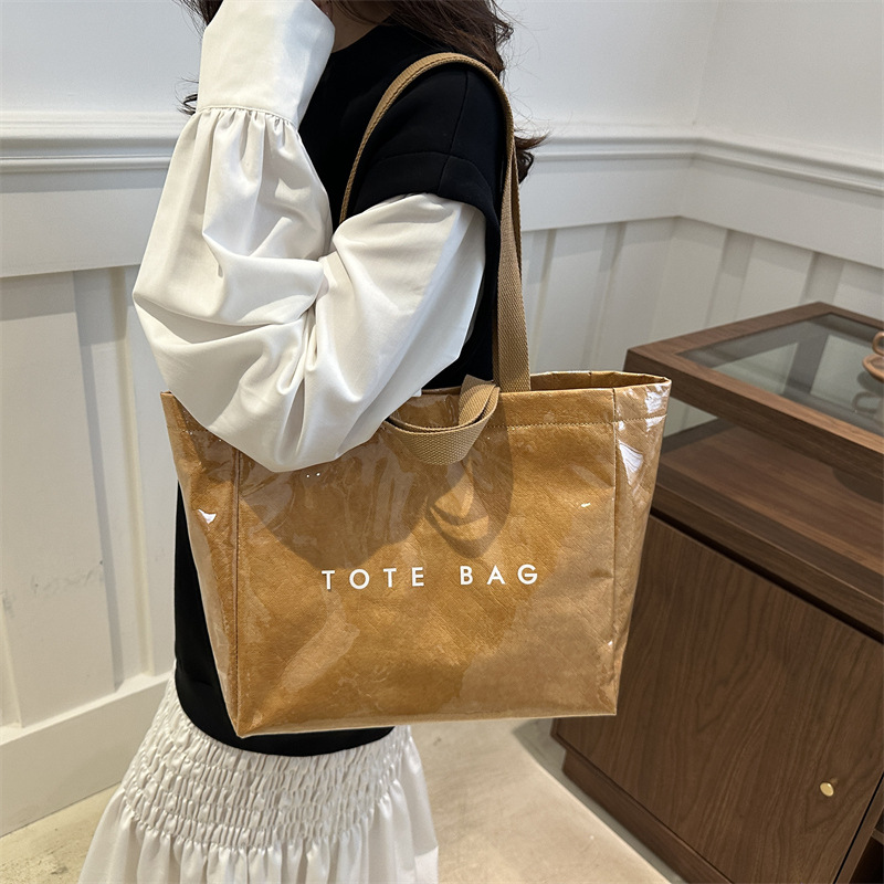 Clear Minimalist Tote Bag 2024-2025 Collections - Fashion Transparent Work Purse Women, Lightweight Spacious Retro Lettering Handbag Free Shipping