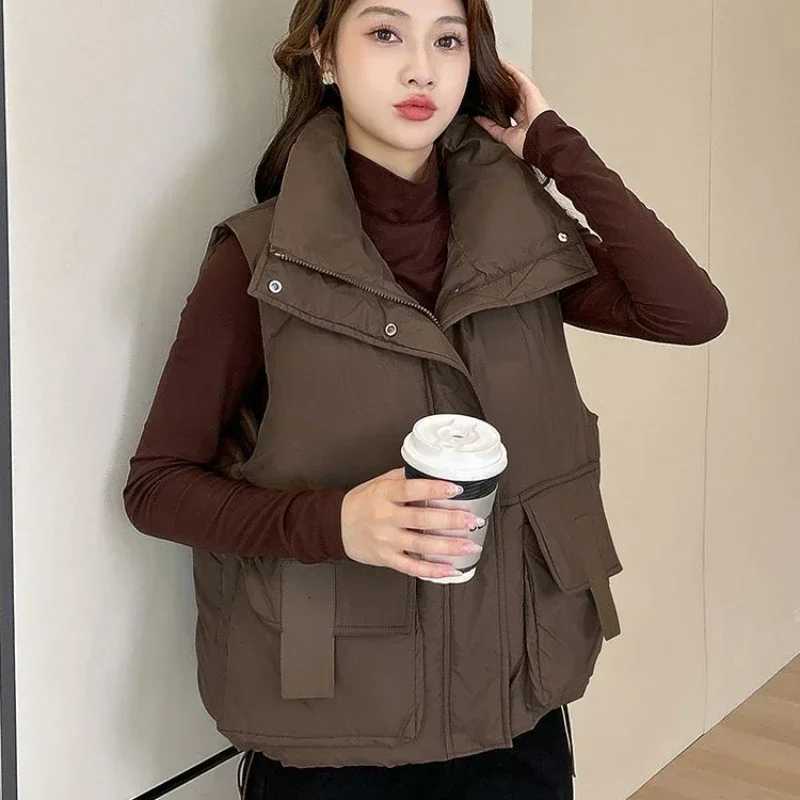 Lady Padded Cotton Giletes Half Stand Collar Short Cold Classic Youthful Womens Vests Sleeveless Warm Elegant Autumn CasualT251129