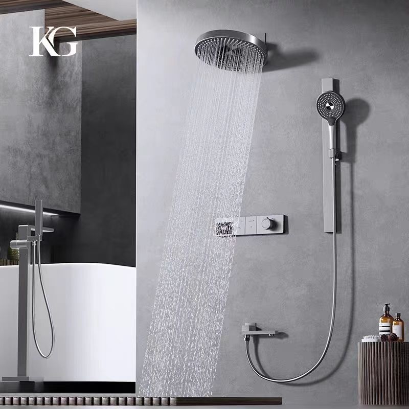 Authentic all copper constant temperature digital display hot melt integrated concealed showerhead shower set, minimalist ceiling hidden in wall type