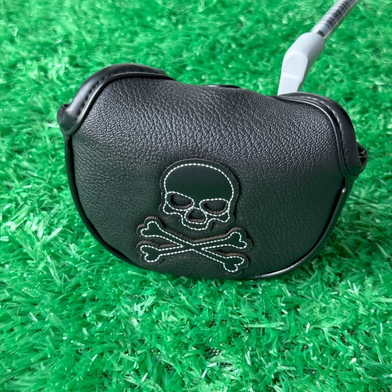Small Mallet Putter Cover Golf Center Shaft Headcover Magnet Club Covers Skull Black 251129
