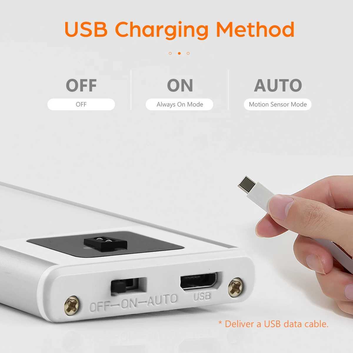 Ultra-thin USB LED Cabinet Light Hand Sweep / PIR Motion Sensor LED Rechargeable Aluminum kitchen Lamp Portable Night Lighting M251129