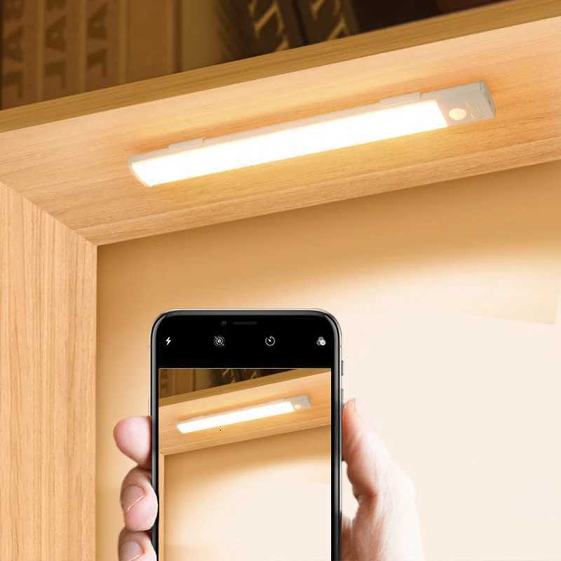 1pc Wireless Rechargeable LED Motion Sensor Cabinet Light - Ideal for Closet Kitchen Wardrobe Stairs - Battery Operated Night M251129