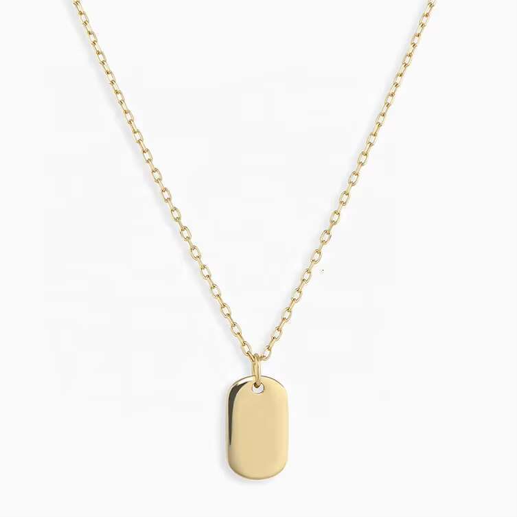 DHCollections Custom Sterling Sier 14/ Gold Plated Vermeil Women Fine Jewelry Classic Dainty Dog Tag Necklace for Ladies