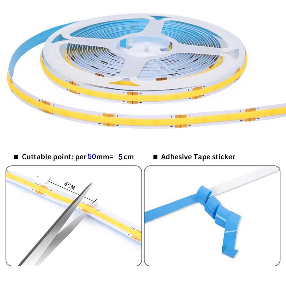 1m-5m COB Led Strip Cabinet Light DC 24V Penetrable Wood Touch Dimmer Switch Wardrobe Cupboard Showcase Pantry DIY Lights Strip M251129
