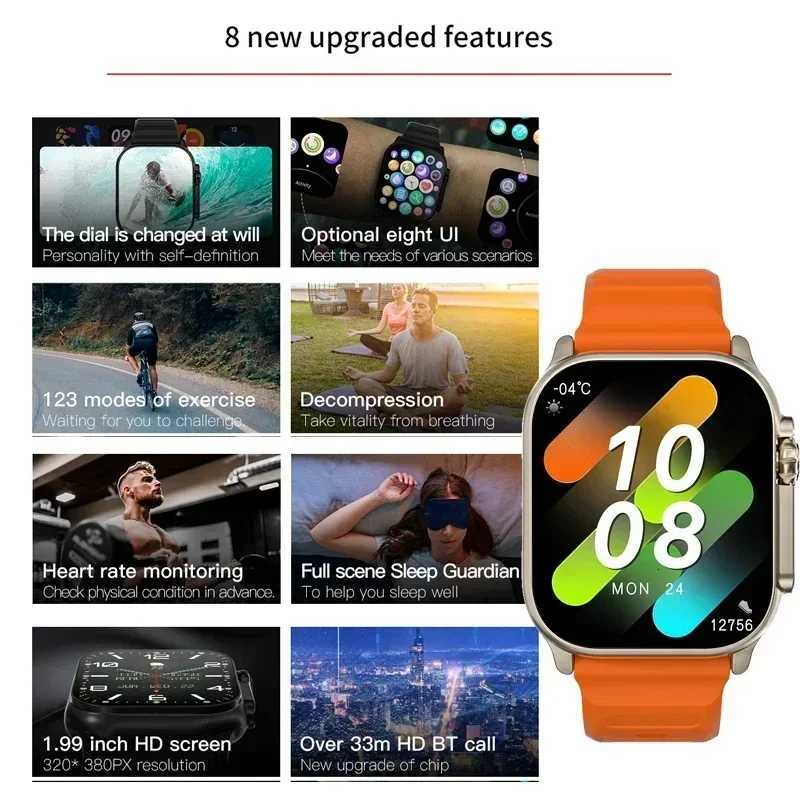 2025 New T800 Ultra Smart Watch Men 49mm Series 8 AMOLED Screen NFC Compass Waterproof For Apple Watch IWO Ultra 9 SmartwatchW251129