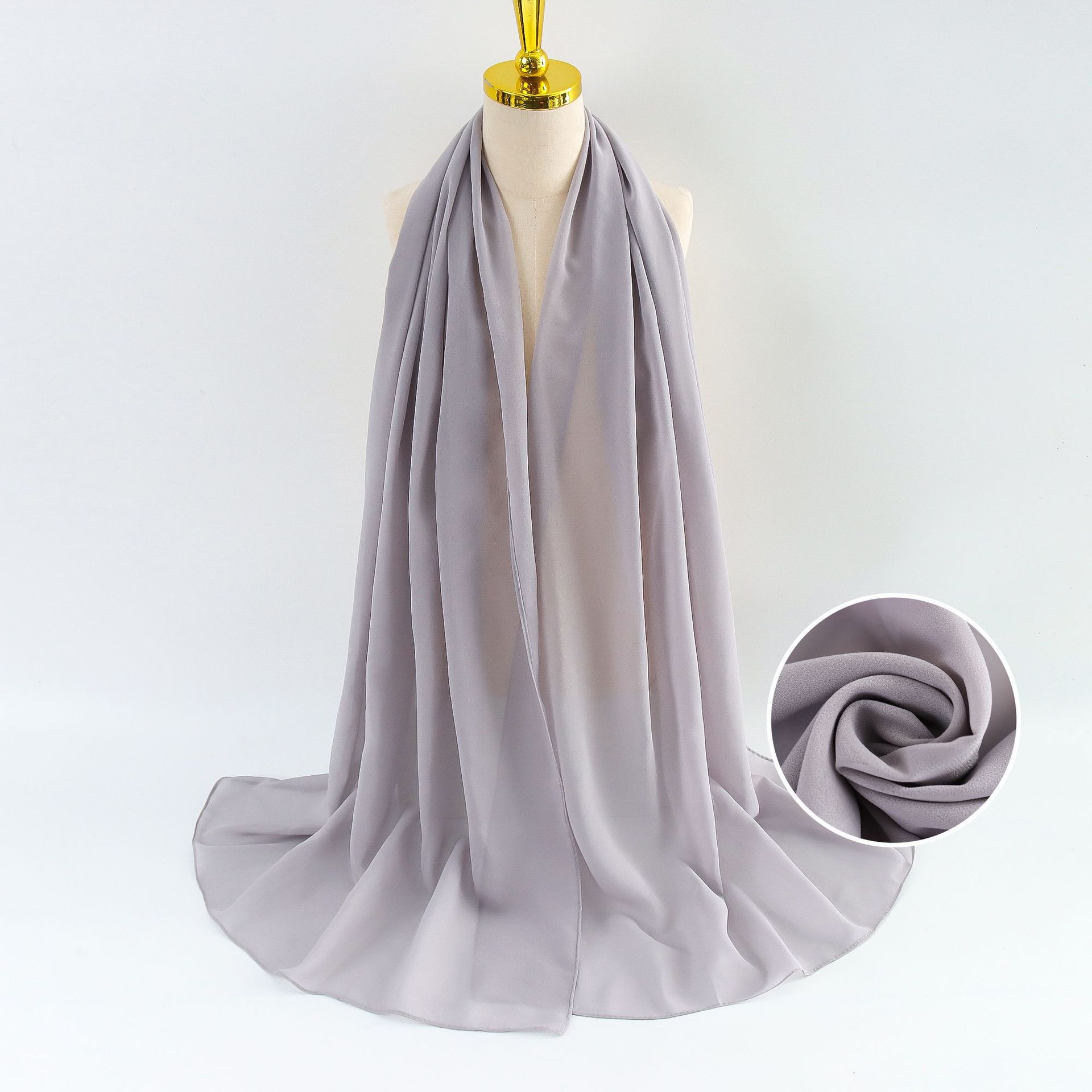 K561 Cross-border pearl chiffon scarf for women solid color bubble scarf all-match head scarf Malaysia silk scarf manufacturer wholesale