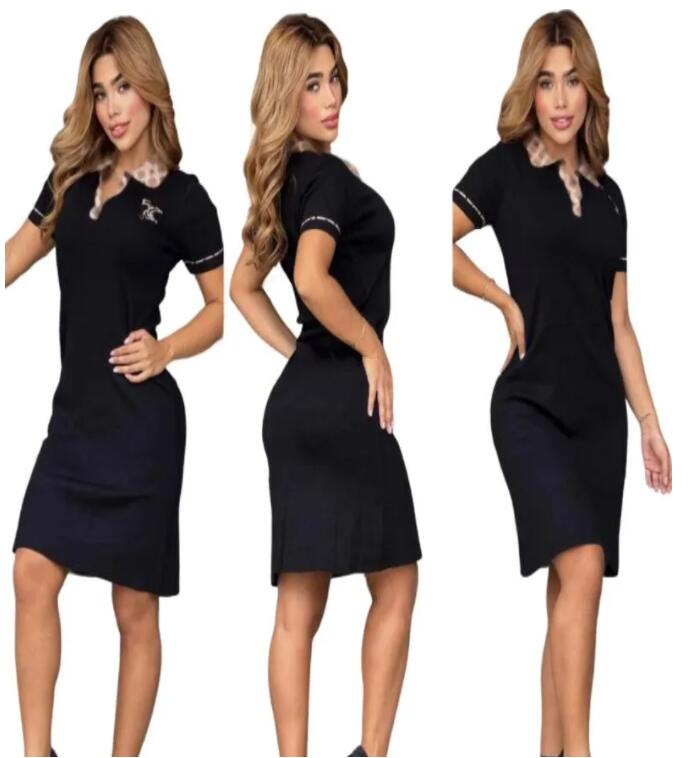 Designer Women's Dresses Knitted Casual Slim Fit Collar Medium Long Fashion Sexy Women's polo Skirt