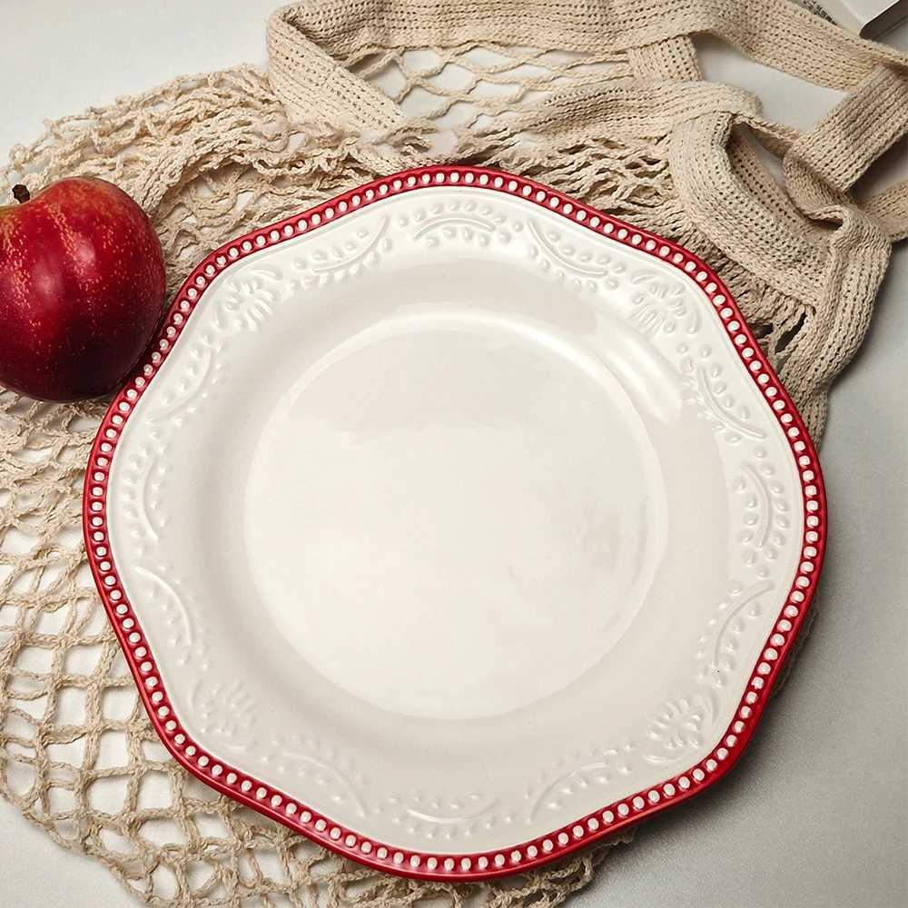 Luxury French Dessert Plates Exquisite Household Breakfast Dish Retro Coffee Shop Ceramic Tableware Chic Western Cuisine Plate Y251129