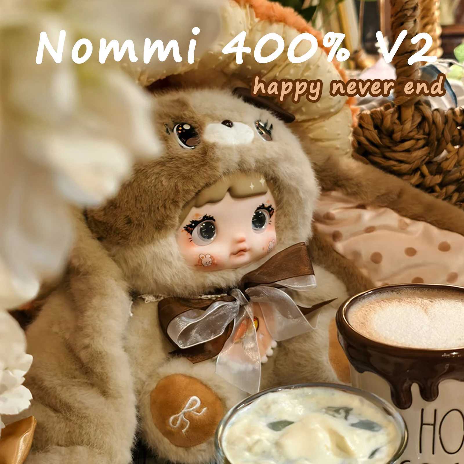Nommi 400% V2 blind box cute rabbit vinyl plush doll detachable mushroom hat room decoration sleep toy girl birthday gift X2504291