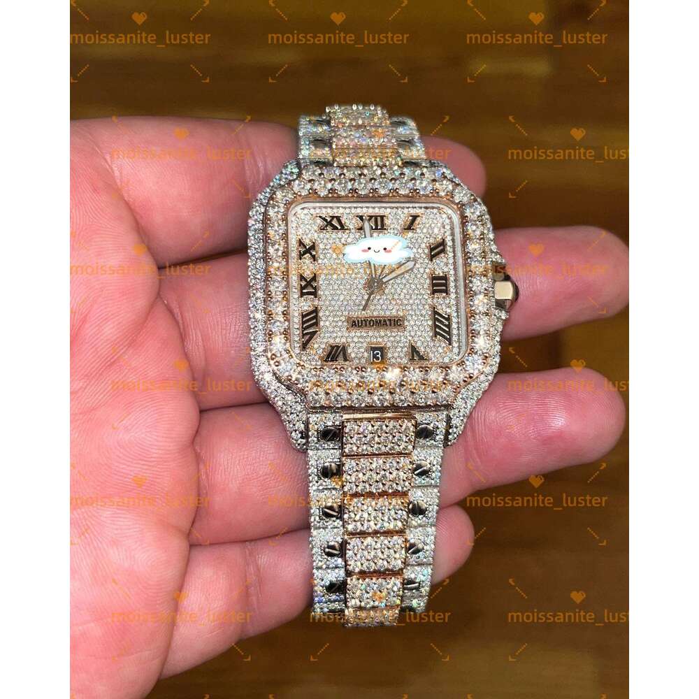 Super Clone Moissanite Luxury Chilled watch VVS Man Hip-hop Fully automatic mechanical watch Pass the diamond test Fast delivery AAAAA+