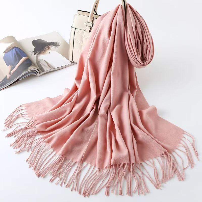 T811 new gold label light thorn wool pure color cashmere scarf monochrome men and women neck shawl