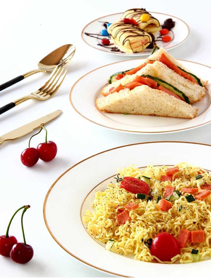 Luxury 3pcs/lot 1086 inch real bone dinner plates golden li dishes and plates sets cake plate servies porcelain platter Y251129