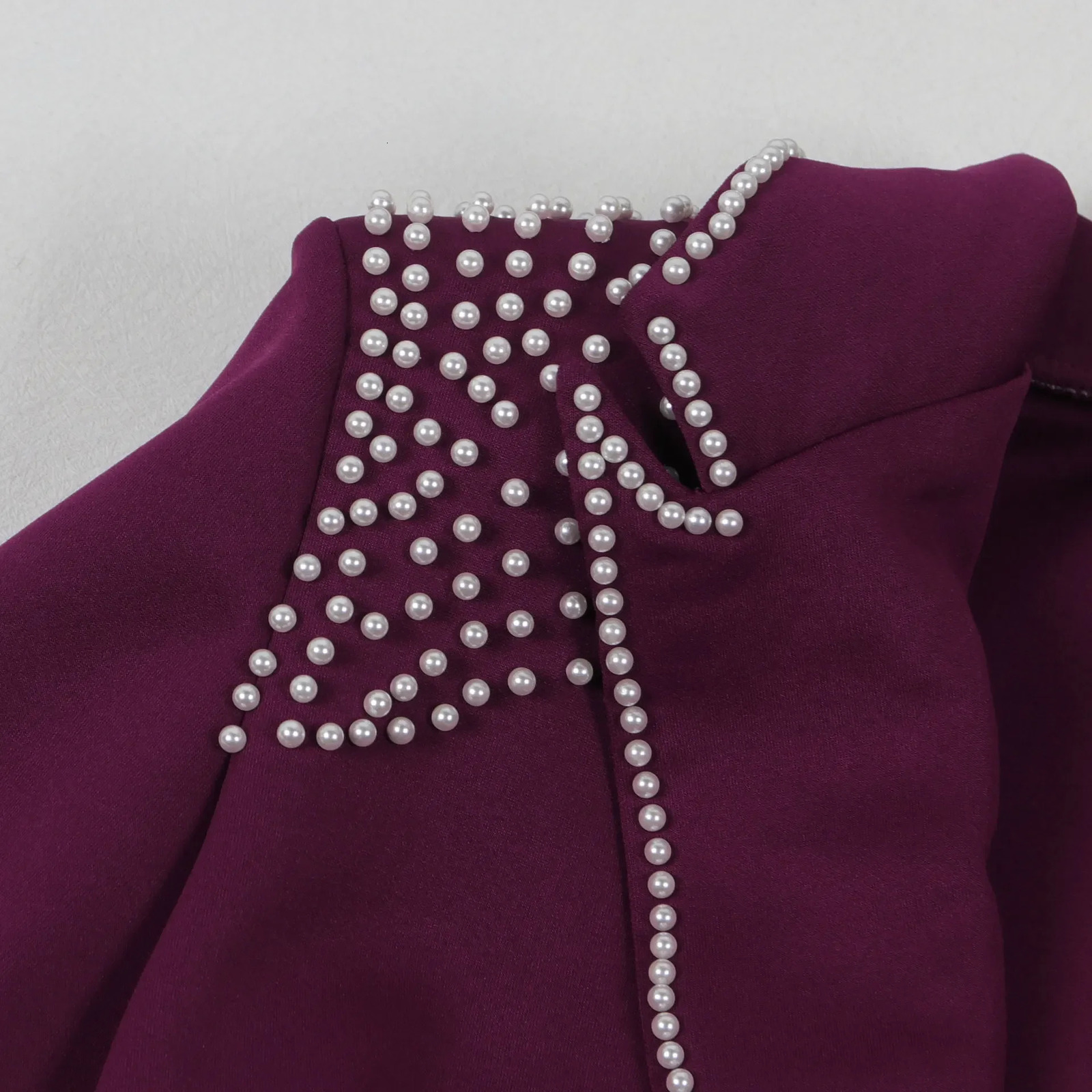 CMYAYA Fashion Pearl Splicing Womens Set Long Sleeve Blazer and Wide Leg Pants Suit Winter OL Fall Two 2 Piece Set Outfit 251128