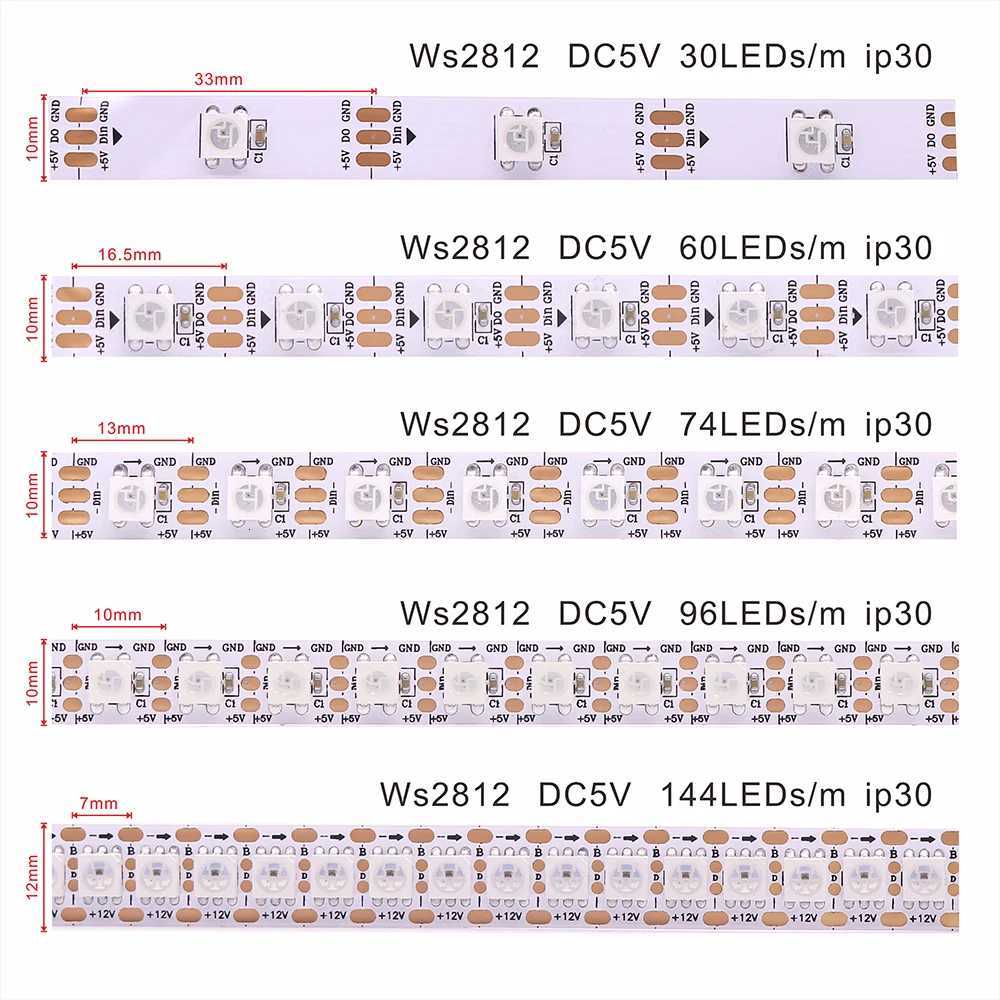 USB LED Strip RGB WS2812B Addressable Pixel Tape 28Keys Remote Controller For TV Back Under Cabinet Lamp DC5V 1m/2m/3m/4m/5m LED M251129