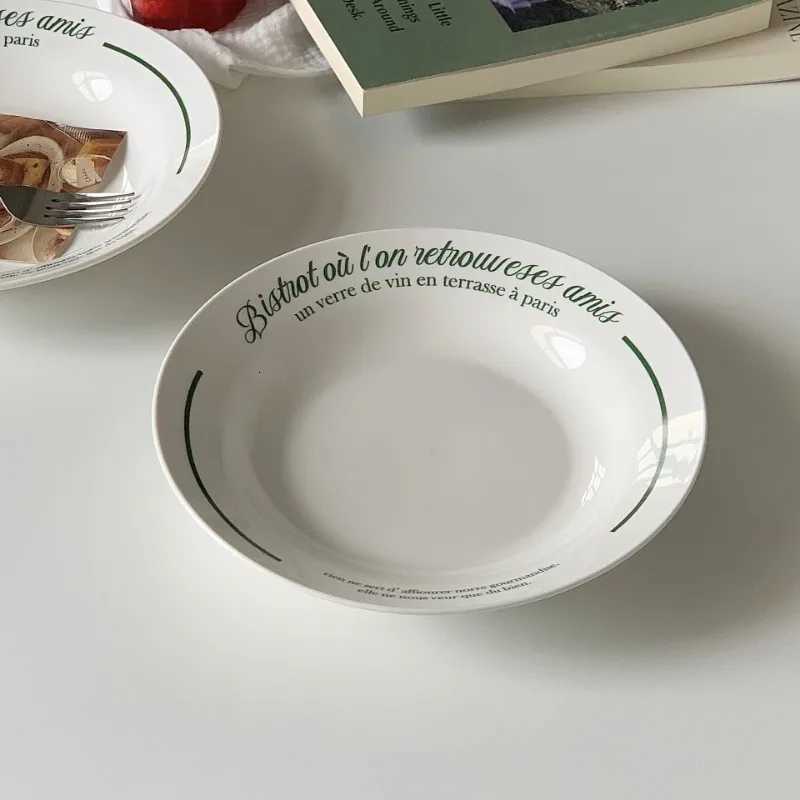 Luxury French letter plate ins high appearance ll ceramic he deep plate Western pasta salad plate breakfast plate Y251129