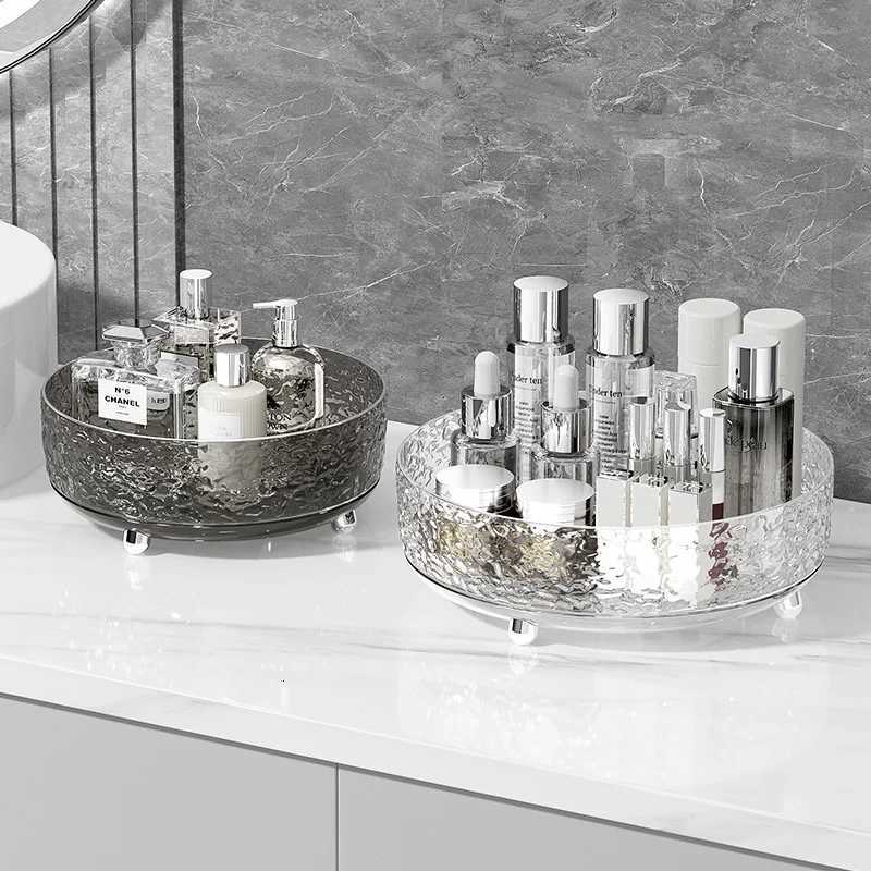 Makeup Perfume Organizer Tray 360 Degree Rotating Lazy Susan Makeup Brush Holder Skincare Cosmetics Storage with Large Capacity Y251129