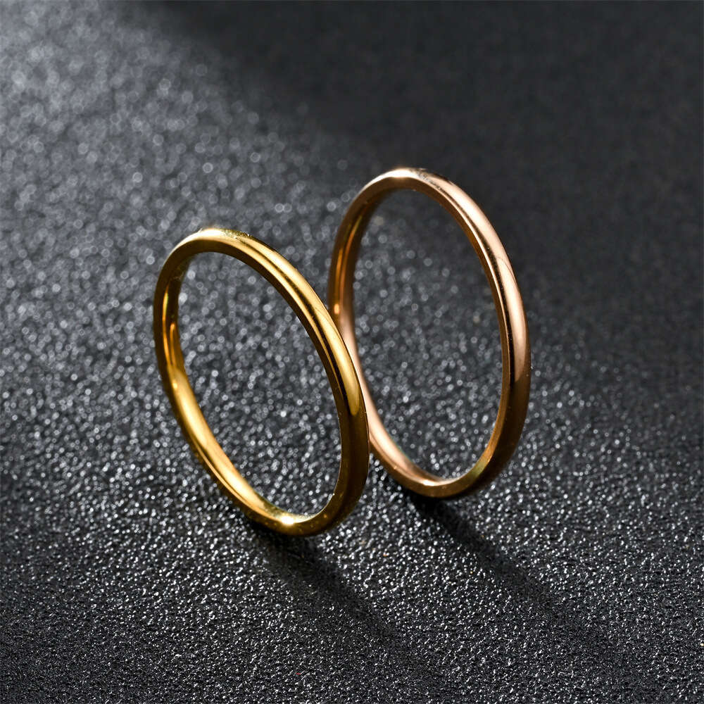Jewellery High Quality 2mm Smooth Titanium Steel Rose Gold Plated Black Tail Ring Japanese Korean Style Versatile Gift for All Occasions Textured Refi