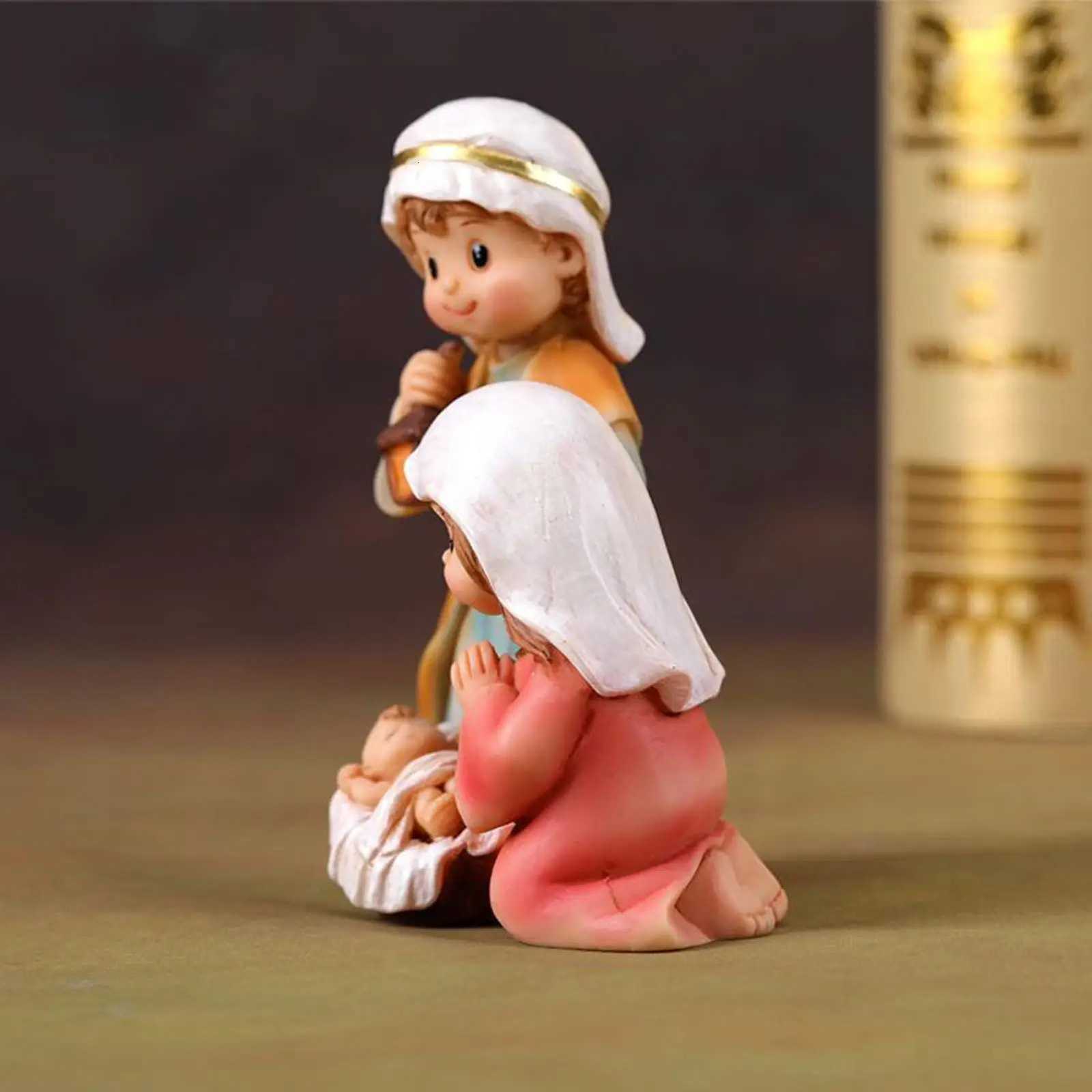 Nativity Statue Indoor Resin Christmas Decor Figurine Desktop Birth Of Jesus Statue For Bookcase Window Sill Bookshelf Display H251129