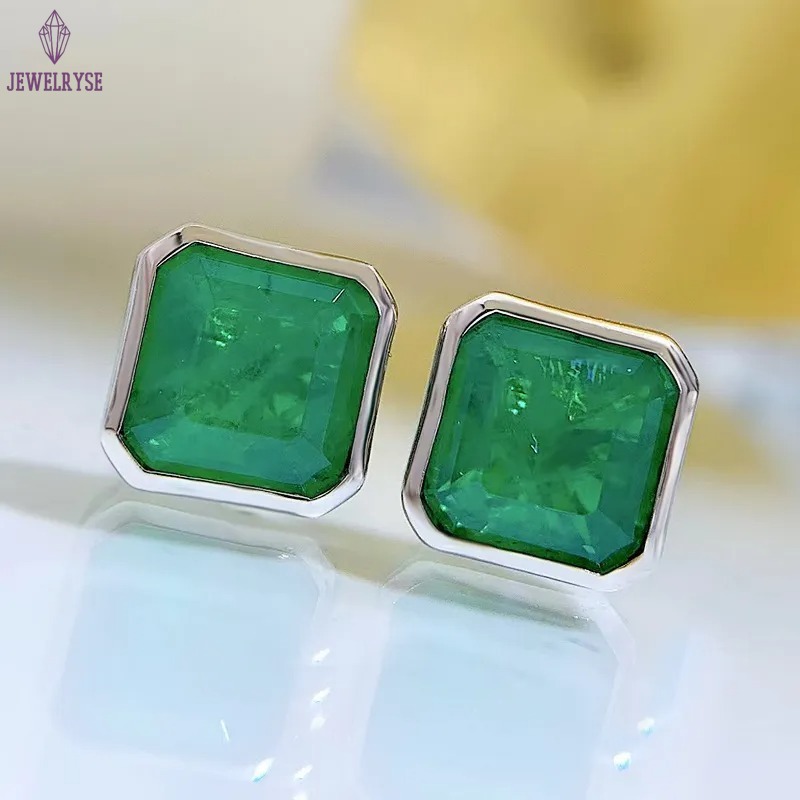 Choucong Top Sell Handmade Stud Earrings Simple Fine Jewellery Real 100% 925 Sterling Silver Large Princess Cut 3CT Emerald Party Ladies Earring Gift