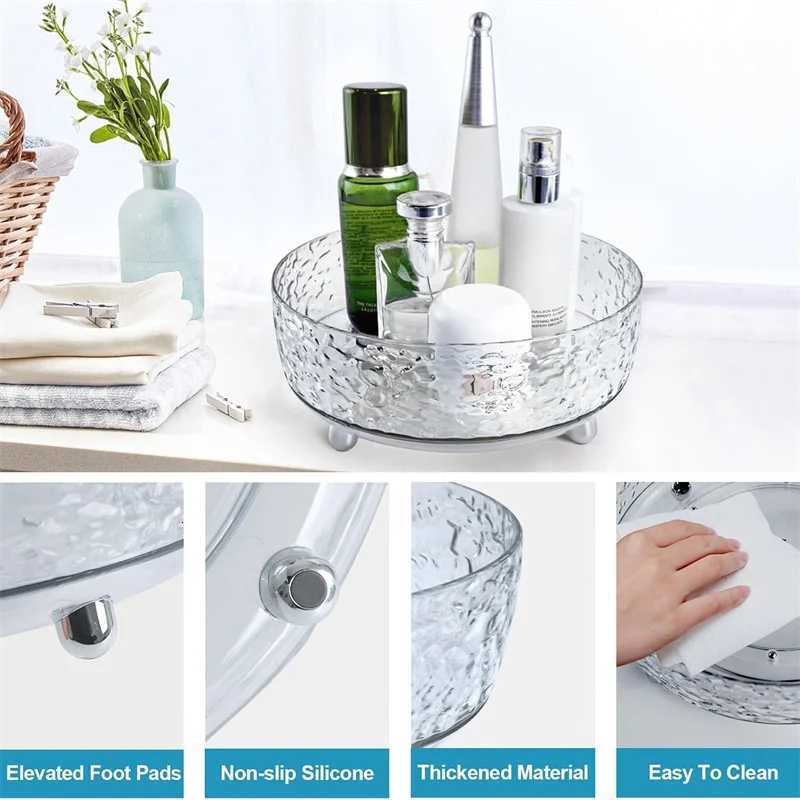 Makeup Perfume Organizer Tray 360 Degree Rotating Lazy Susan Makeup Brush Holder Skincare Cosmetics Storage with Large Capacity Y251129