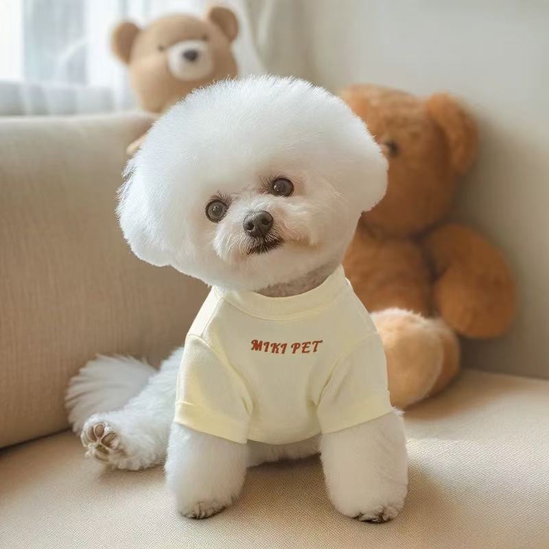 T0099Spring-Thin Cotton Tee for Teddy Schnauzers & Other Small Dogs with Print Design