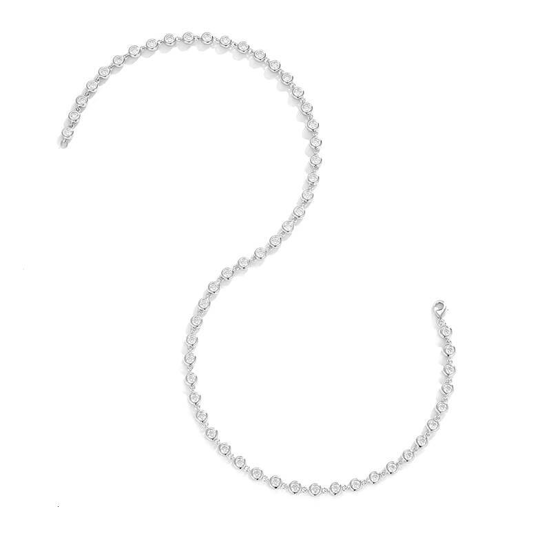 Factory Jewelry High-grade S925 Silver 3mm 4mm Bubble Lab Diamond Zircon or Moissanite Tennis Chain Necklace for Women