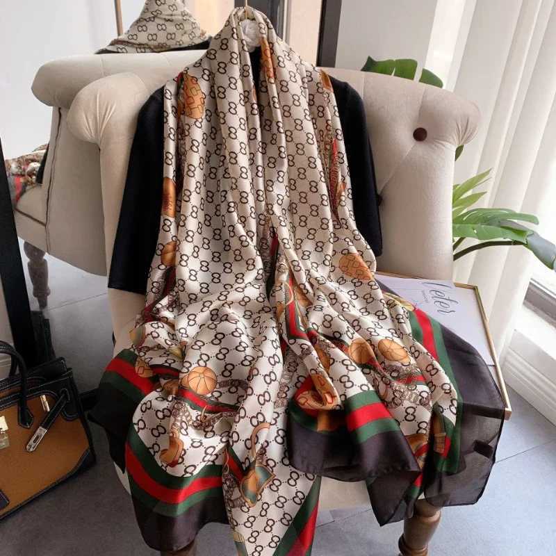 90180cm Summer New Fashion Simulation Silk Scarf Versatile Thin Mulberry Silk Scarves Big-name Womens Shawl Sun ProtectionJ251129