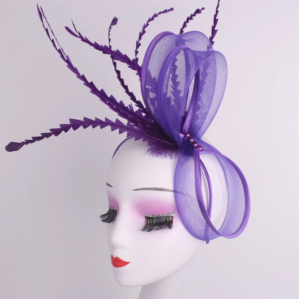 Women Black Chic Fascinator Hat Cocktail Wedding Party Church Headpiece Elegant Headwear Feather Hair Accessories Bride Hairpin 251228