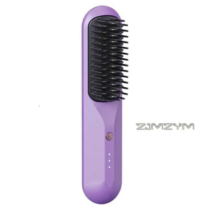 2-in-1 Wireless Rechargeable Straightener Portable Negative Ion Curling And Straightening Comb Hair Styling ApplianceT251129