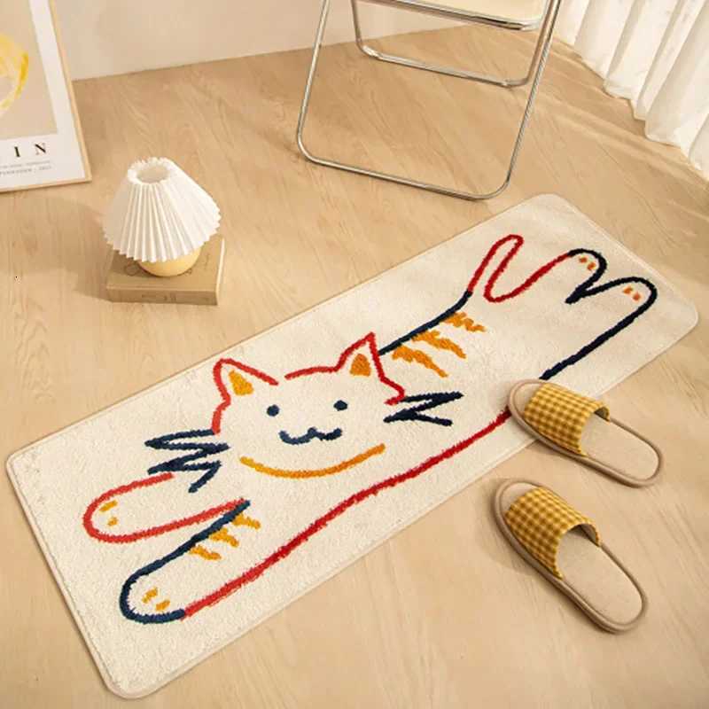 VIKAMA Cartoon Cat Carpet For Cooling And Keeping Warm Long Bedside Blanket For Bedros Corridor Floor Mat He Decoration H251129