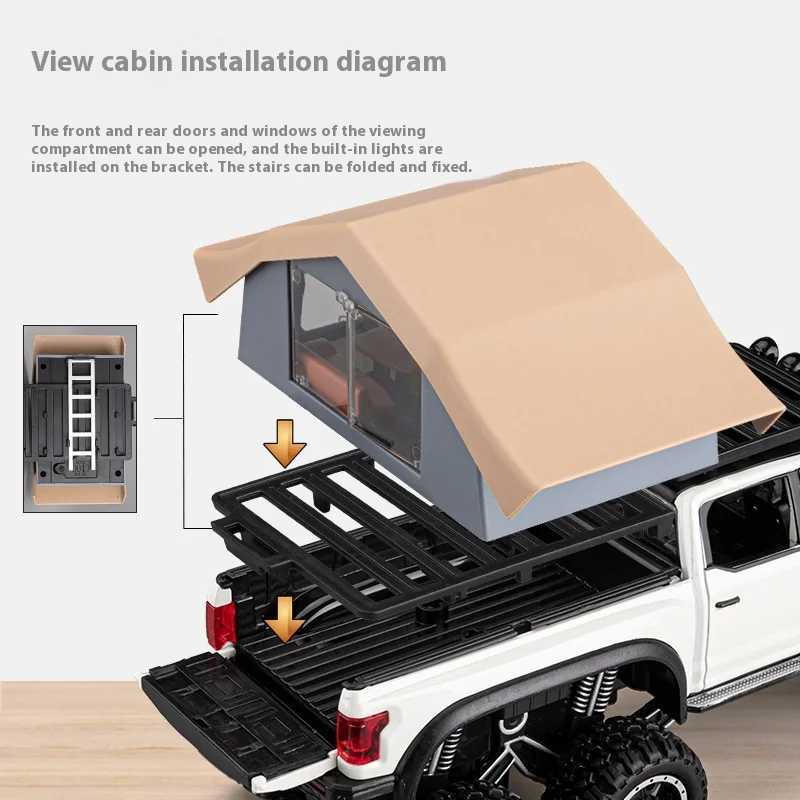 124 Raptor Pickup Truck Model Removable Simulated Alloy RV Off-road Toy Car With Sound and Light Boys Birthday Gift J251129