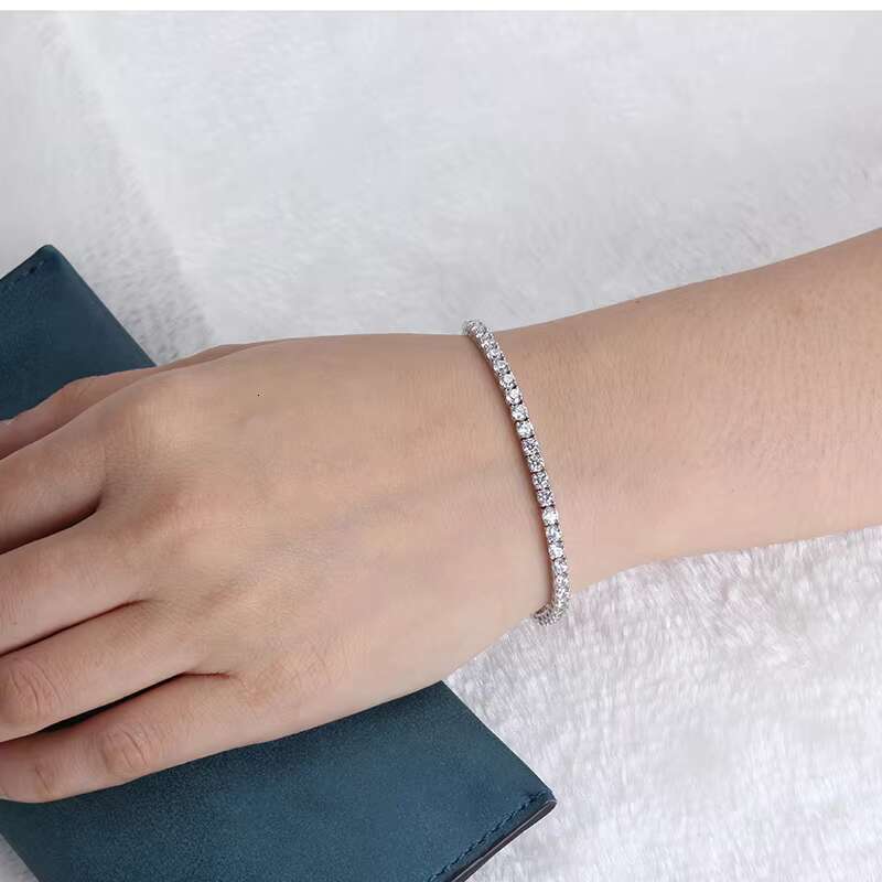 Mens Solid White Gold Moissanite Tennis Bracelet - DEF Quality 3mm Stones