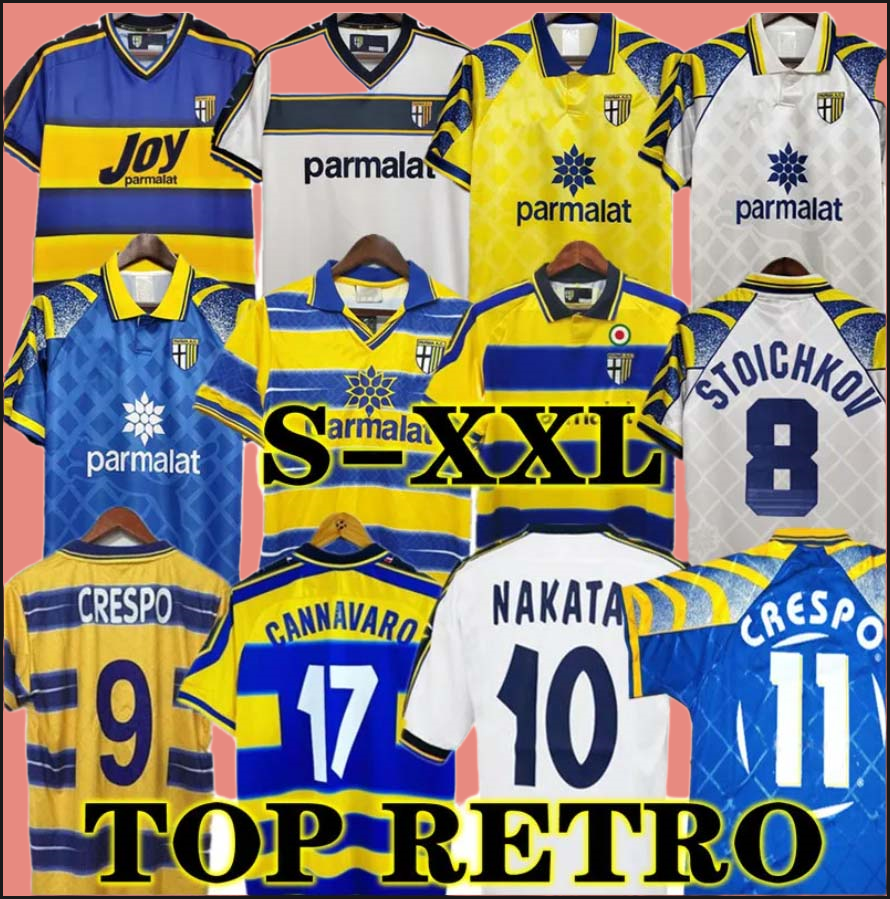 95 97 98 99 2000 Parma Retro soccer Jersey Home 98 99 00 FUSER BAGGIO CRESPO ORTEGA CANNAVARO Football shirt BUFFON THURAM futbol camisa