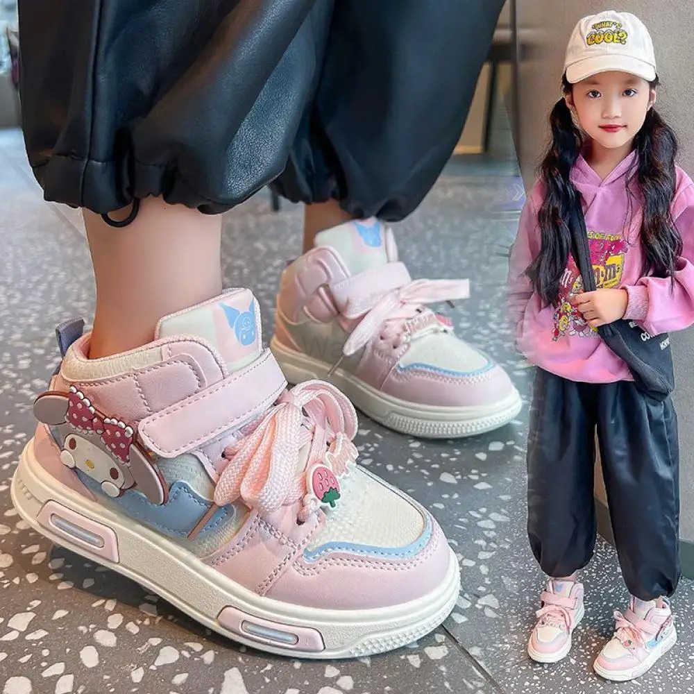 Sanrio Kuromi My Melody Girls Spring Autumn Fashion Versatile Non-Slip Lightweight Sports Leisure Soft-Soled High-Top Sneakers H251129